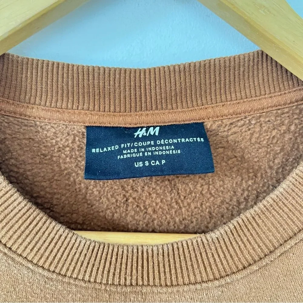 H&M Earthy Brown Relaxed Fit Minimalist Crewneck Sweatshirt - Picture 5 of 6
